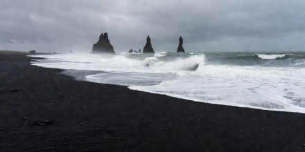 Black volcanic sand shorelines of Vik Iceland