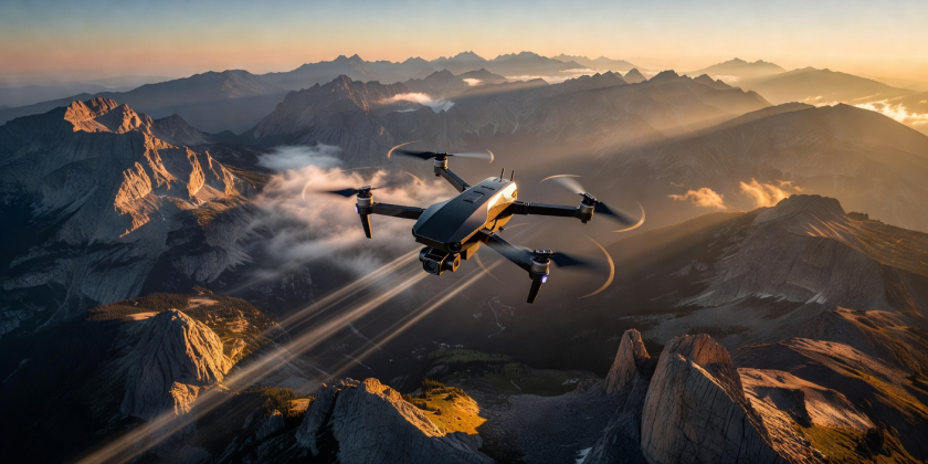 Cinematic drone photography in flight