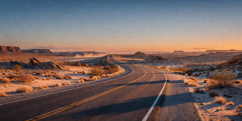 Scenic desert highway backdrop for cinematic location scouting